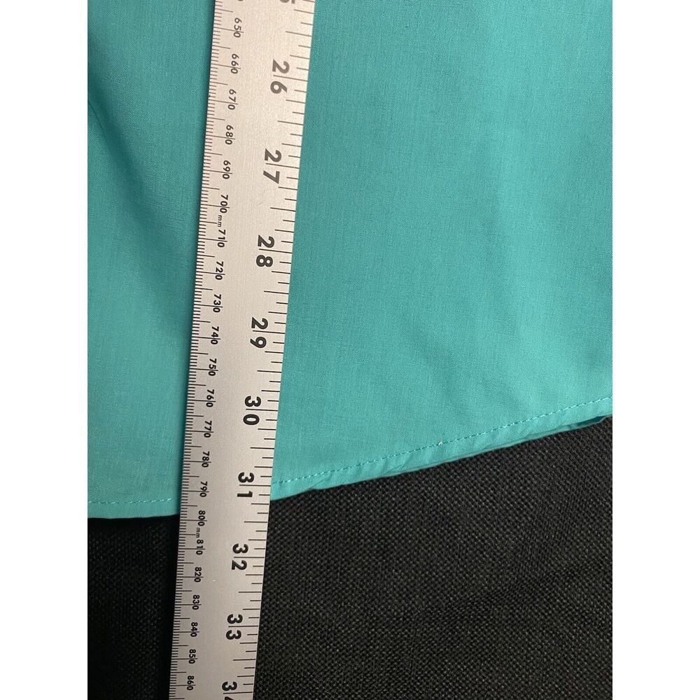 Men's Haband Travelers Pearl Snap Button Up Aqua Green Shirt W/ Pockets Large - Picture 6 of 8